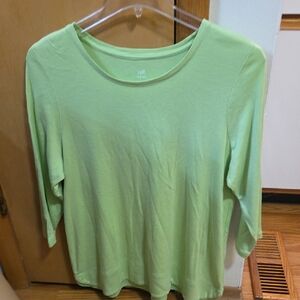 J. Jill Light Green Perfect Pima Xl Long Sleeve Top